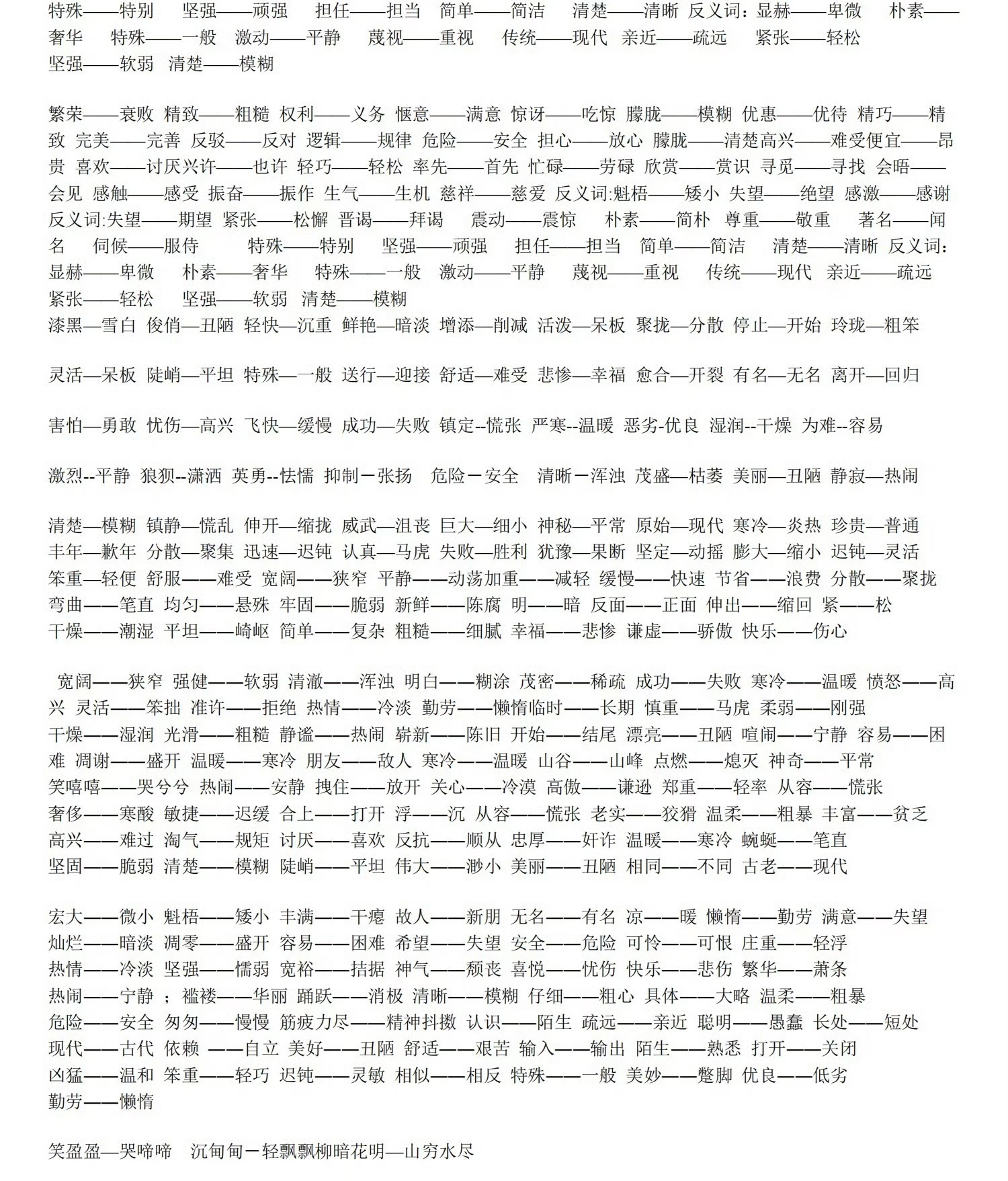 清楚的反义词有哪些